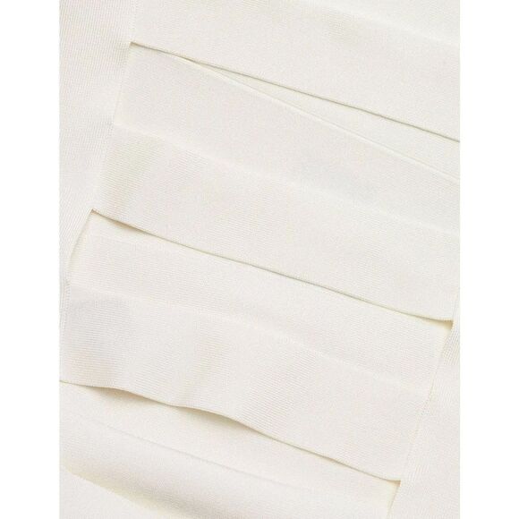 HERVÉ LÉGER White Size M  Icon Bandage Square Neck Cutout Back Mini Dress Bridal - Picture 10 of 12